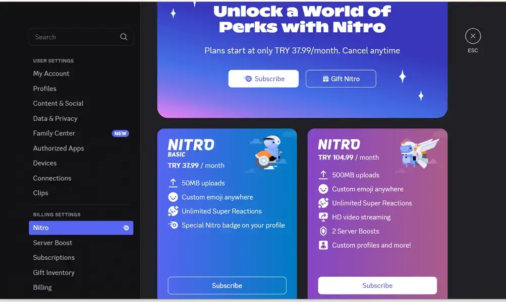 ocalized discord nitro pricing
