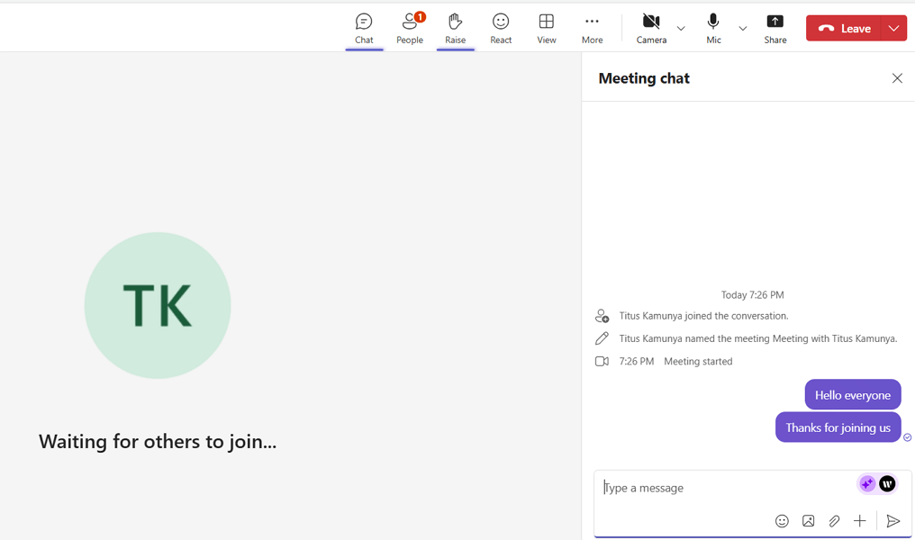 Microsoft Teams meeting interface