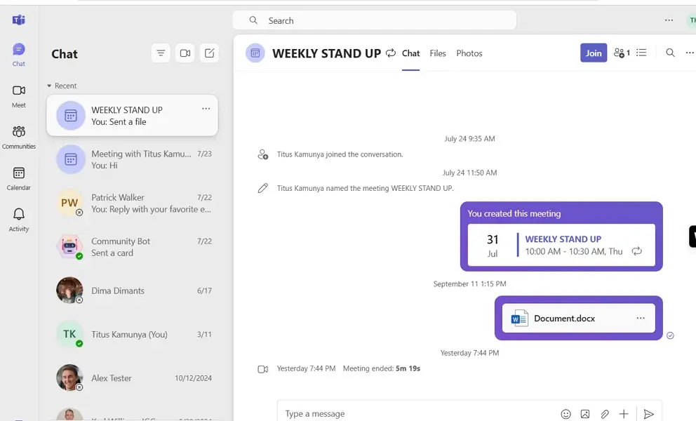 microsoft teams chat