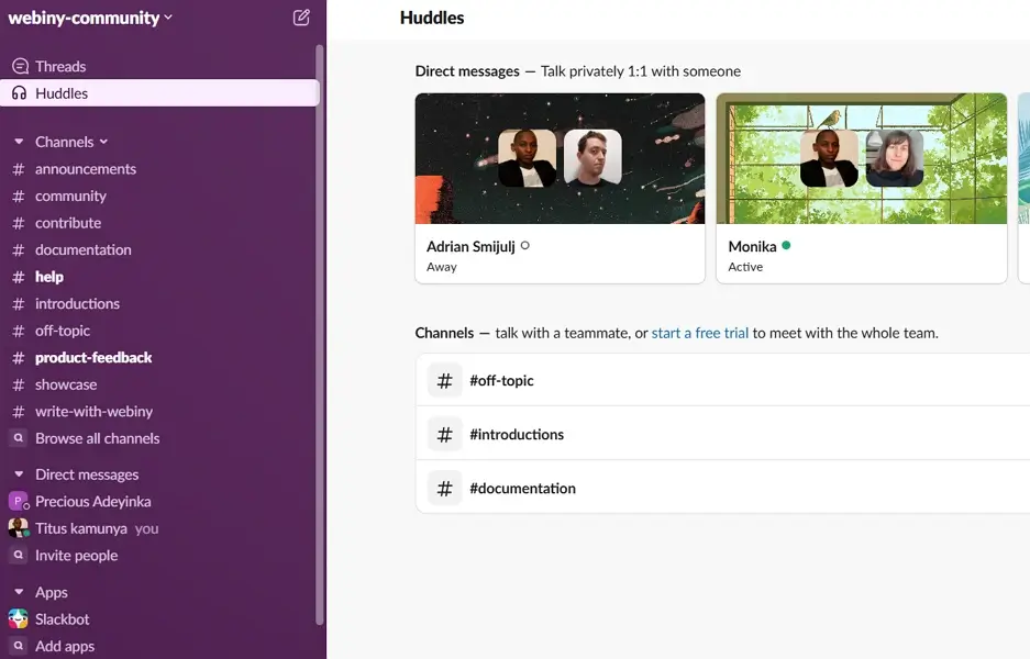 slack huddles