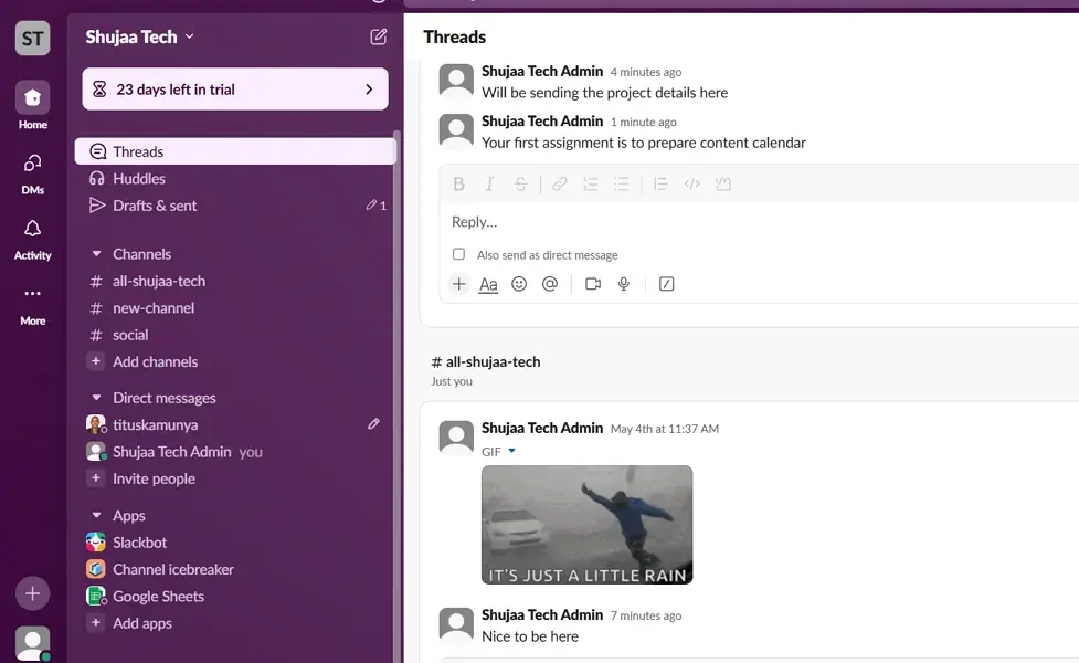 slack threads