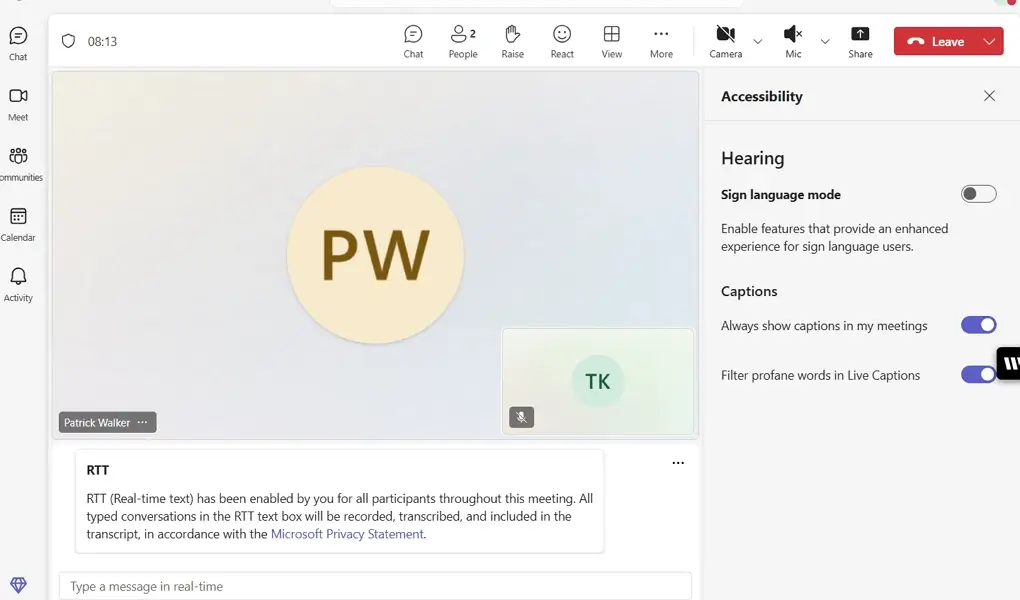 teams auto captioning