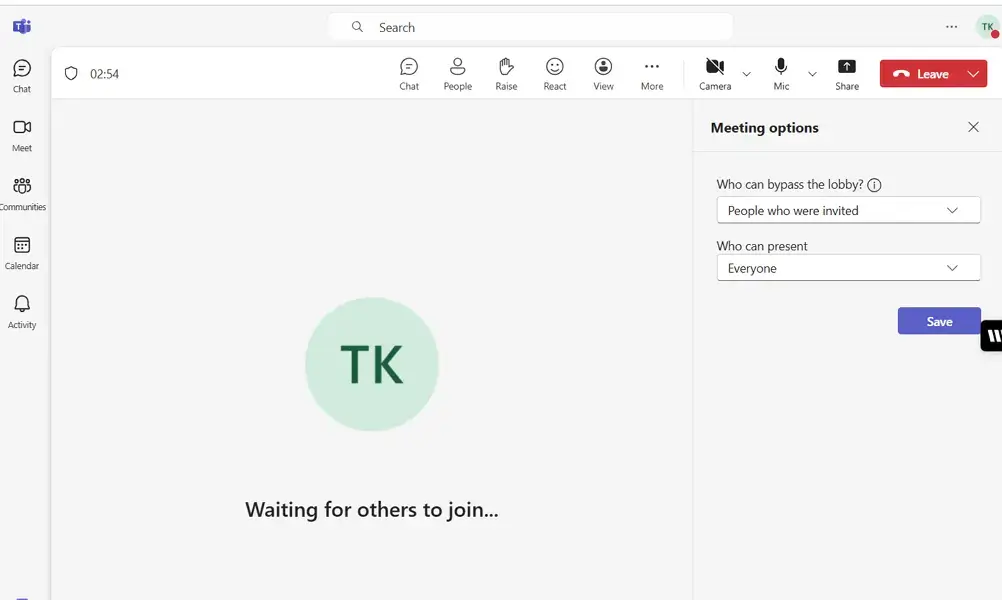 teams video meeting settings