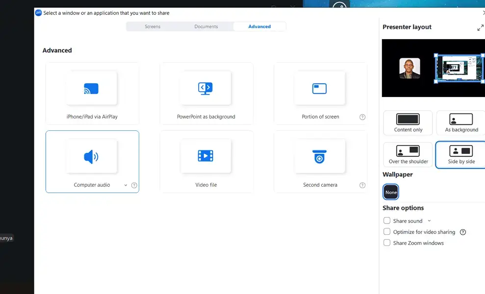 zoom advanced screen sharing