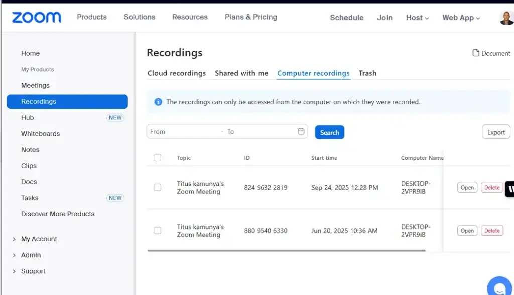 zoom local recordings