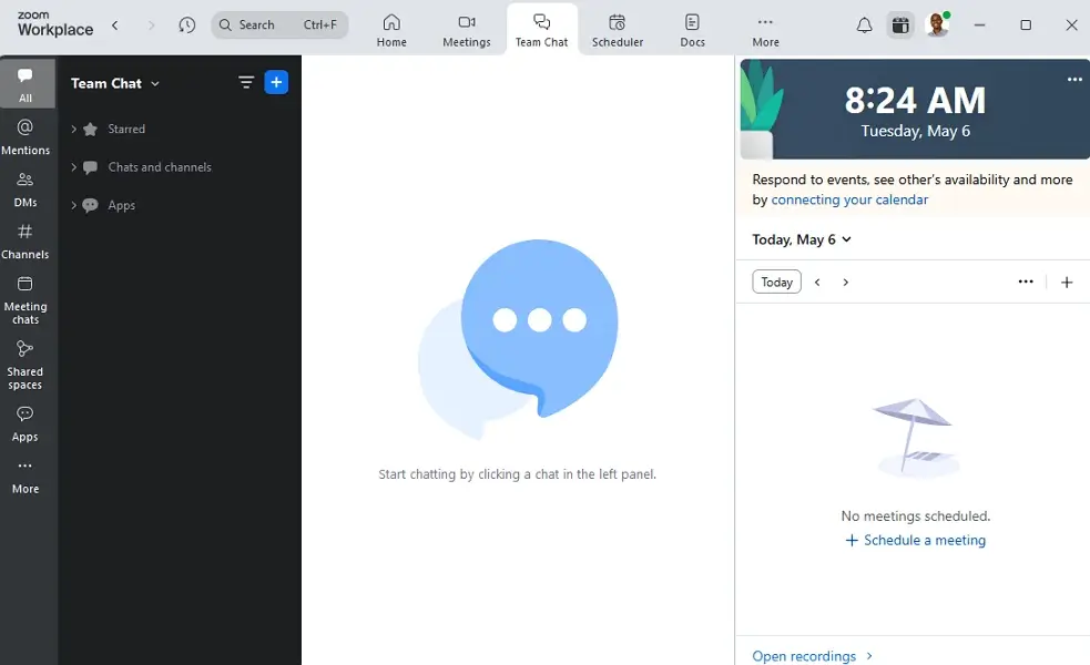 Zoom chat interface
