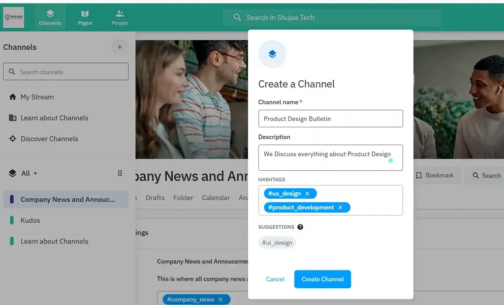 create happeo channels
