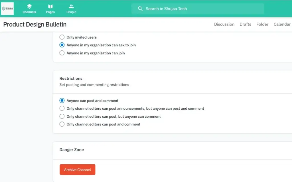 happeo channels content restrictions
