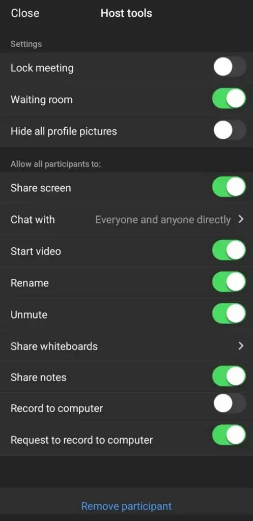 zoom host controls