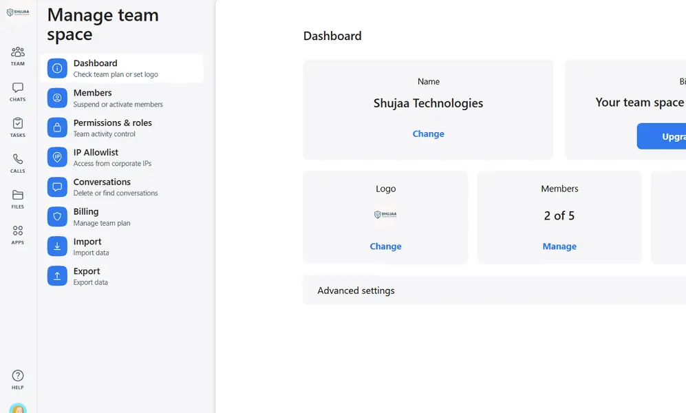 chanty web dashboard
