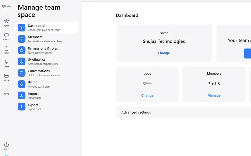chanty user interface