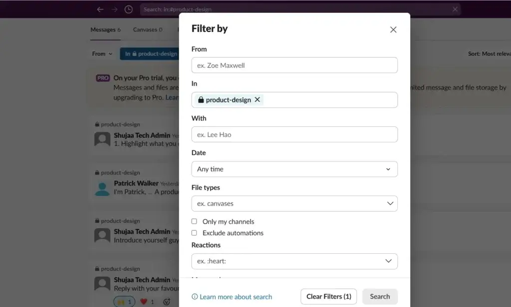 slack advanced search