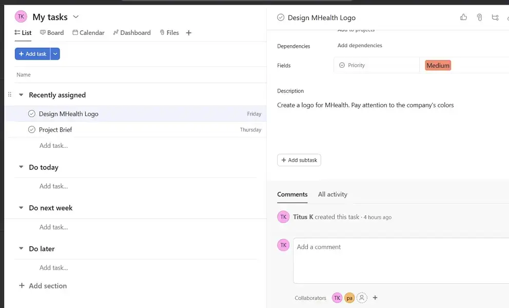 asana my tasks

