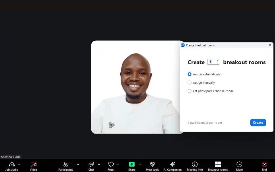 Create Zoom breakout rooms