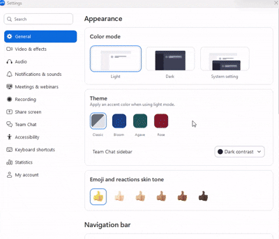 Configure Zoom audion and video preferences