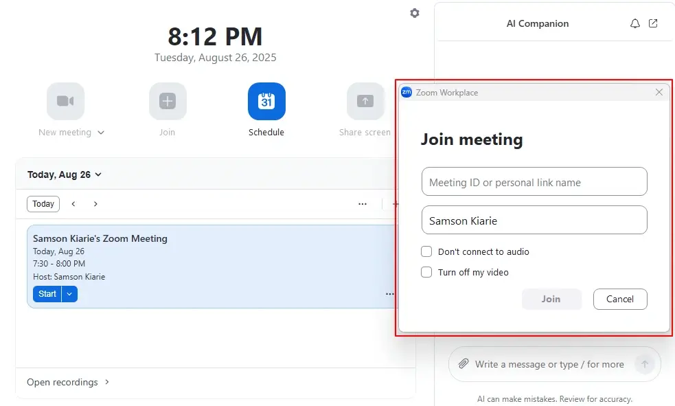 Join Zoom meeting
