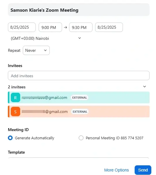 Zoom meeting details