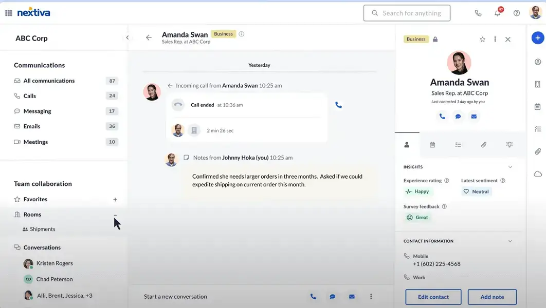 Nextiva direct messages
