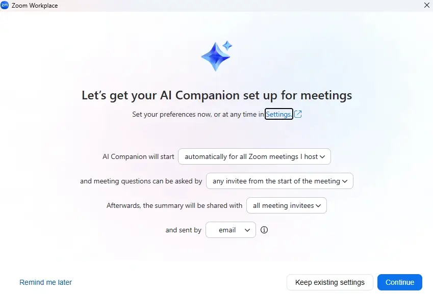 Zoom get started page