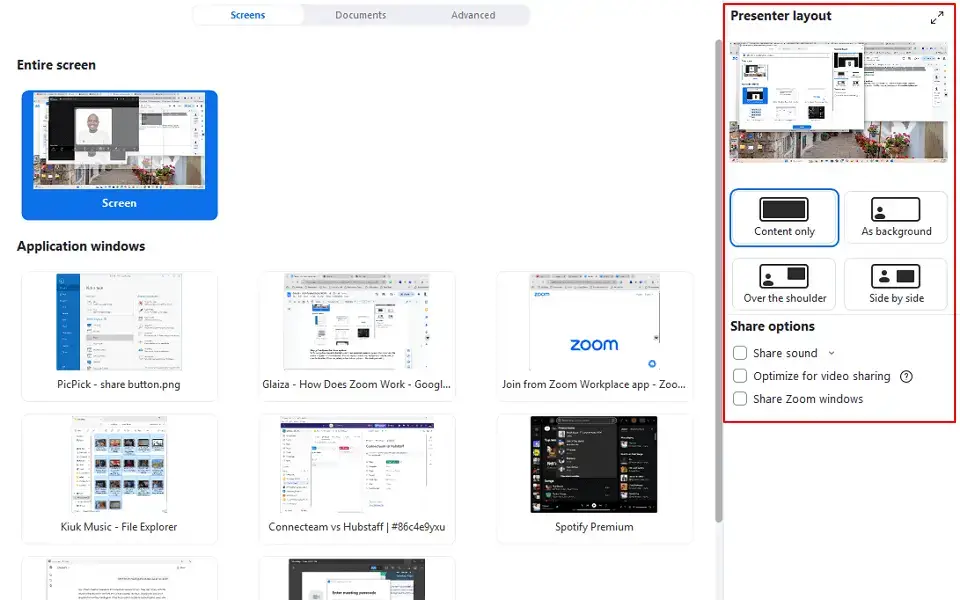 Adjust presenter layout