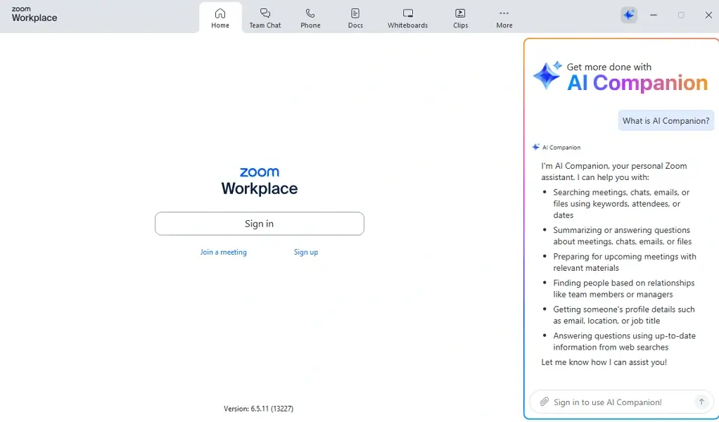 Zoom sign-in page