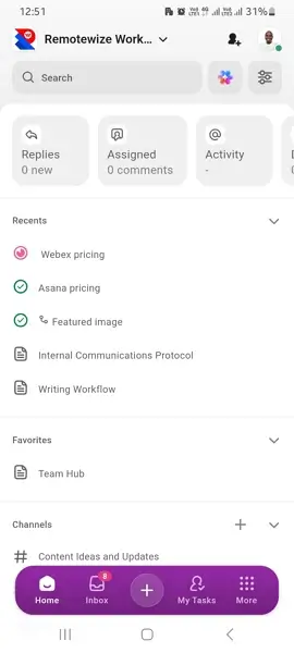 ClickUp review; ClickUp’s interface on a smartphone 
