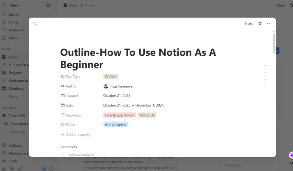  how to use notion: notion article outline 
