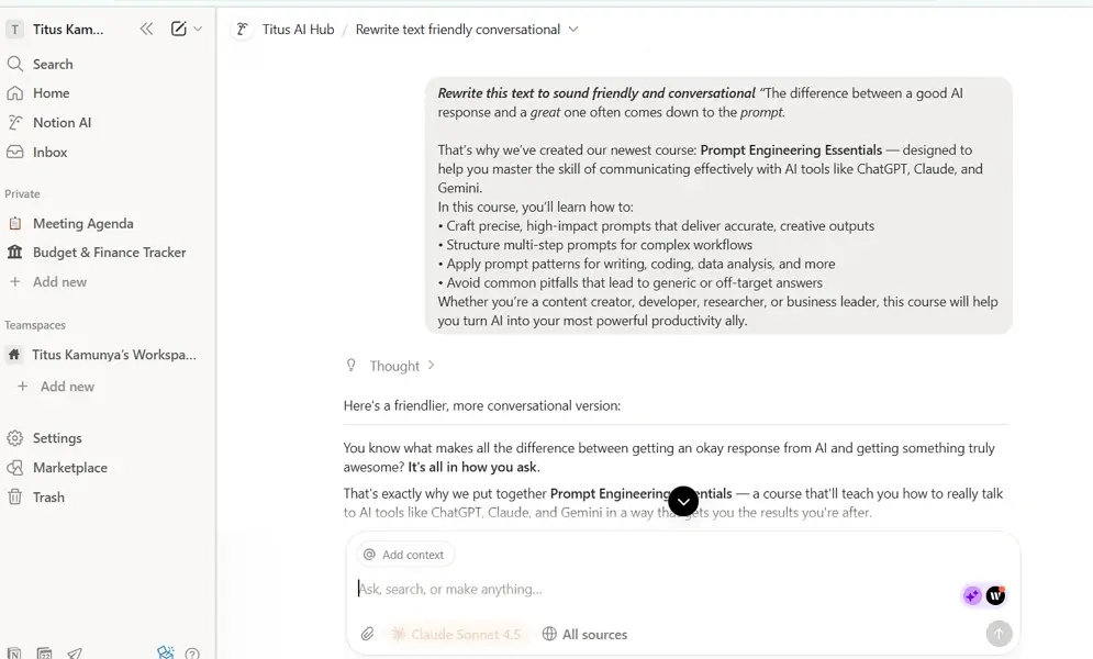 rewrite text using notion
