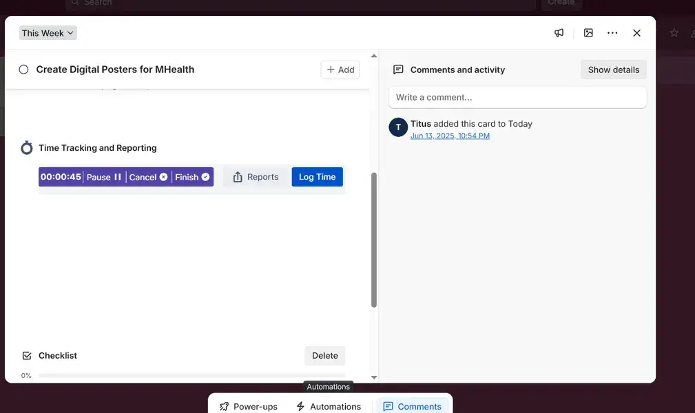 Track time on trello