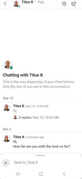 best asana alternatives: clickUp direct messaging
